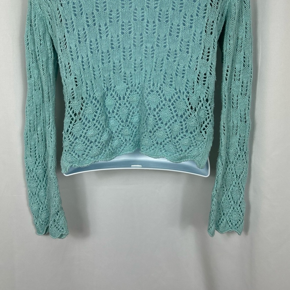 J.Jill sea-foam blue cotton blend Knit button front Cardigan Sweater SP - Picture 6 of 10